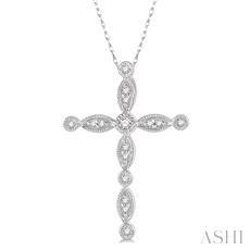 14K 0.11ct Diamond Cross Pendant