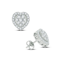 10K 0.25ct Diamond Cluster Heart-Earrings