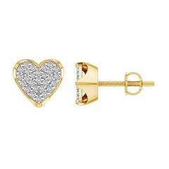 10K 0.25ct Diamond Cluster Heart-Earrings