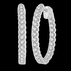 14K 150ct Diamond Hoop Earrings