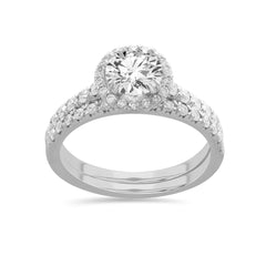 14K 1.75CT-Lab-Diamond VS2-Clarity/F-Color Round-Cut-Solitaire Bridal-Set