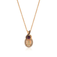 14K 0.13CT DIAMOND 0.60CT OPAL PENDANT