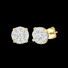 14k .25ct-Diamond Cluster Earrings