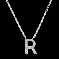 10K 0.05ct Diamond R-initial Necklace