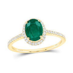 18K 0.43ct-Diamond 0.42ct-Emerald Fashion Ring
