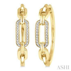 925 0.10CTDiamond  Paper Clip Hoop Earring