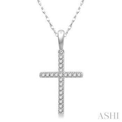10K 0.10CT DIAMOND CROSS PETITE  NECKLACE