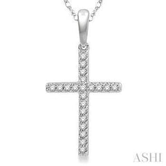 10K 0.10CT DIAMOND CROSS PETITE  NECKLACE