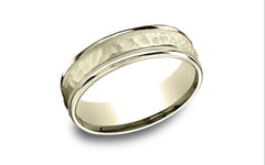 14k-6.5mm Light-Comfort-Fit Hammered-Center Wedding-Band Size-10
