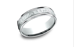 14k-6.5mm Light-Comfort-Fit Hammered-Center Wedding-Band Size-10