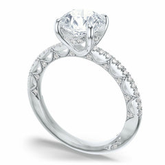 18K/1.70mm 8*8 0.26Ct-Diamond Half-way Semi-Mount/Ring
