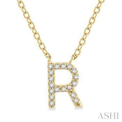 10K 0.05Ct Diamond Initial-R Necklace