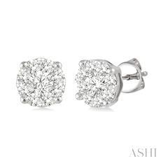14K 0.75ct Diamond LOVE B Cluster Earrings