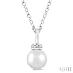 10K 0.04CT DIAMOND 6MM-PEARL NECKLACE