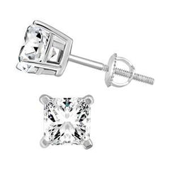 14K 0.15ct-Diamond Princess-Cut Solitaire Earrings