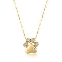 14k-Honey-Gold .32ct Vanilla-Diamond Paw-Print Pendant