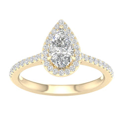 14k 1.75ct-Lab-Diamond Pear-Cut Ladies Ring