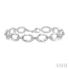 925 0.10ct Diamond Oval Link Bracelet
