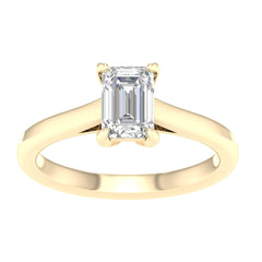 14K 1.00ct H-Color/VS-Clarity Lab-Diamond Emerald-Ring