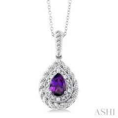 925 0.04Ct Diamond Amethyst Necklace