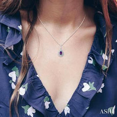 925 0.04Ct Diamond Amethyst Necklace