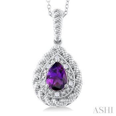925 0.04Ct Diamond Amethyst Necklace