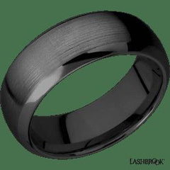 8 mm wide Domed Bevel Zirconium band.