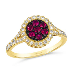 14k-Honey-Gold .43ct Passion-Ruby .43ct-Nude-Diamond Ring
