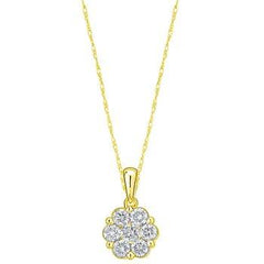 14K 0.15CT DIAMOND CLUSTER PENDANT