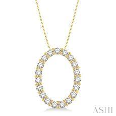 14K 0.75ct Diamond Oval Pendant