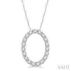 14K 0.75ct Diamond Oval Pendant