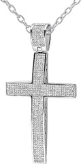 925 .95ct-Micropave Diamond Cross Pendant