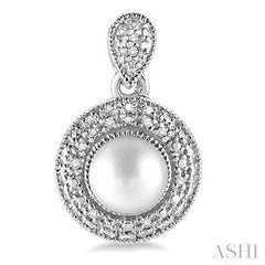 925 0.05Ct Diamond Pearl Earring