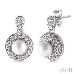 925 0.05Ct Diamond Pearl Earring