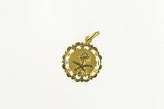 18K Saudi Arabian Crest Palm Tree Sword Charm/Pendant Yellow Gold