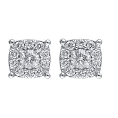 14K 1.00ct Diamond Cluster Earrings
